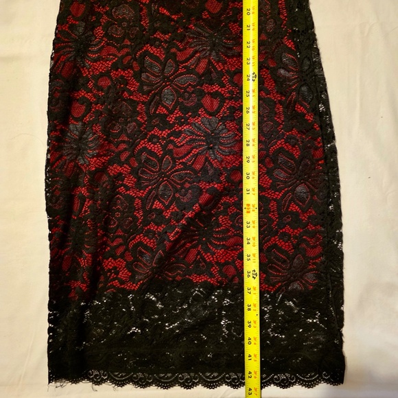 Liberty Love Red Black Lace Overlay Sheath Dress Medium Cocktail Party - Picture 11 of 11